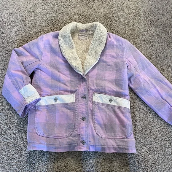 Free People We the Free Woodland Plaid Jacket Lilac Grey Size Small Sherpa - Picture 2 of 13